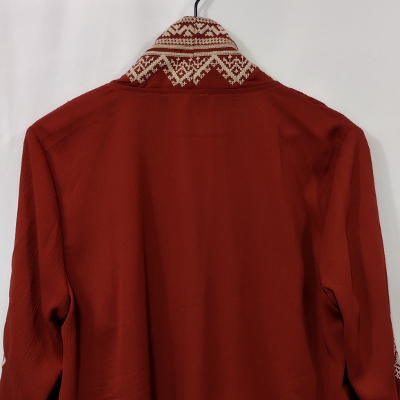 Andree By Unit Embroidered Floral Open Front Cardigan Women's L Rusty Boho Retro - Picture 6 of 8